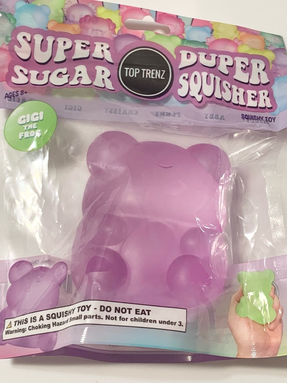 Super Duper Sugar Squisher PURPLE Gigi Frog NEW Squishy Fidget Toy